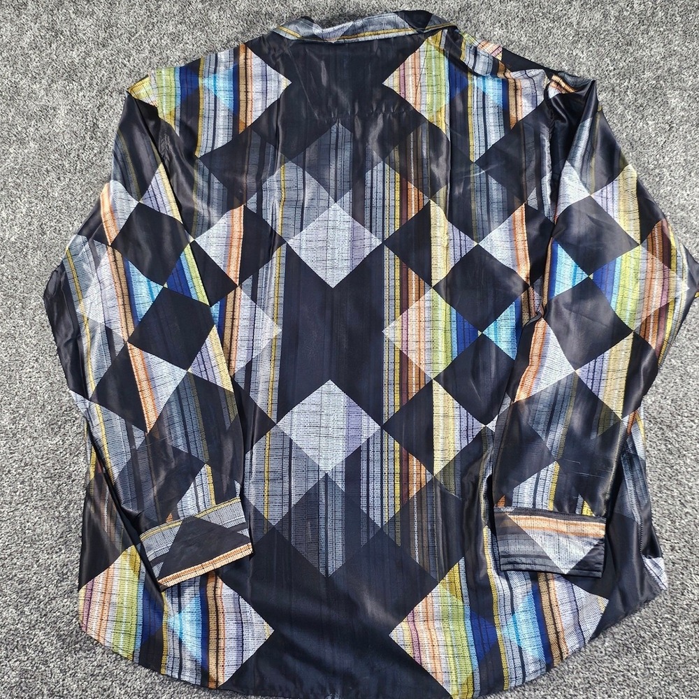 Toro/Solo Dress Shirt Mens XXL Black Geometric Diamond button-up Art Deco party - Picture 8 of 10